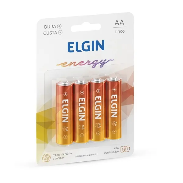 Imagem do produto 04 Pilhas Aa Pequena Comum Zinco Carvão Elgin - 01 Cartela