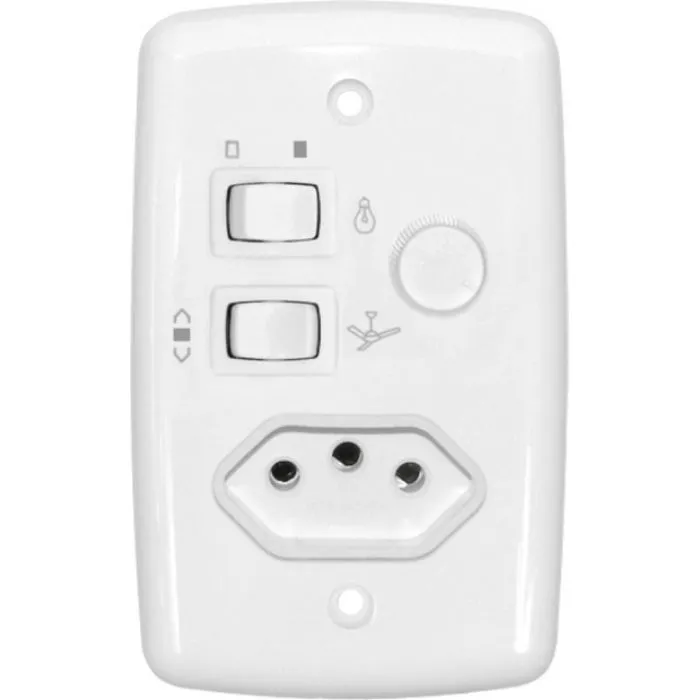 Imagem do produto Controle Ventilador Teto 1 Lâmpada Branco Embutir com Reversão/Tomada - Rima